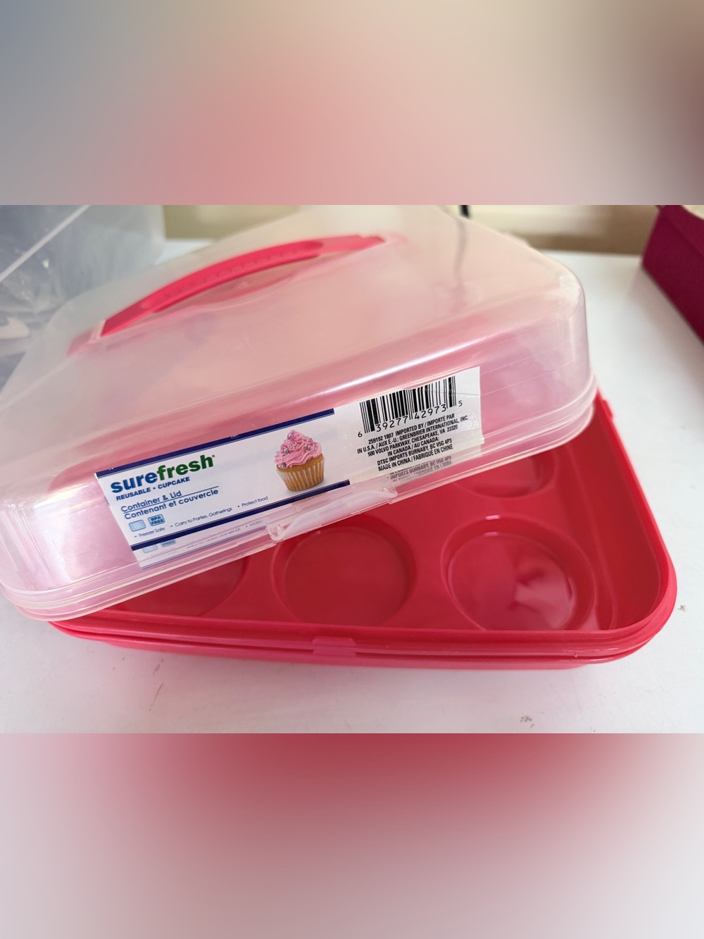 Pink Cupcake Carrier with Clear Lid set of 2